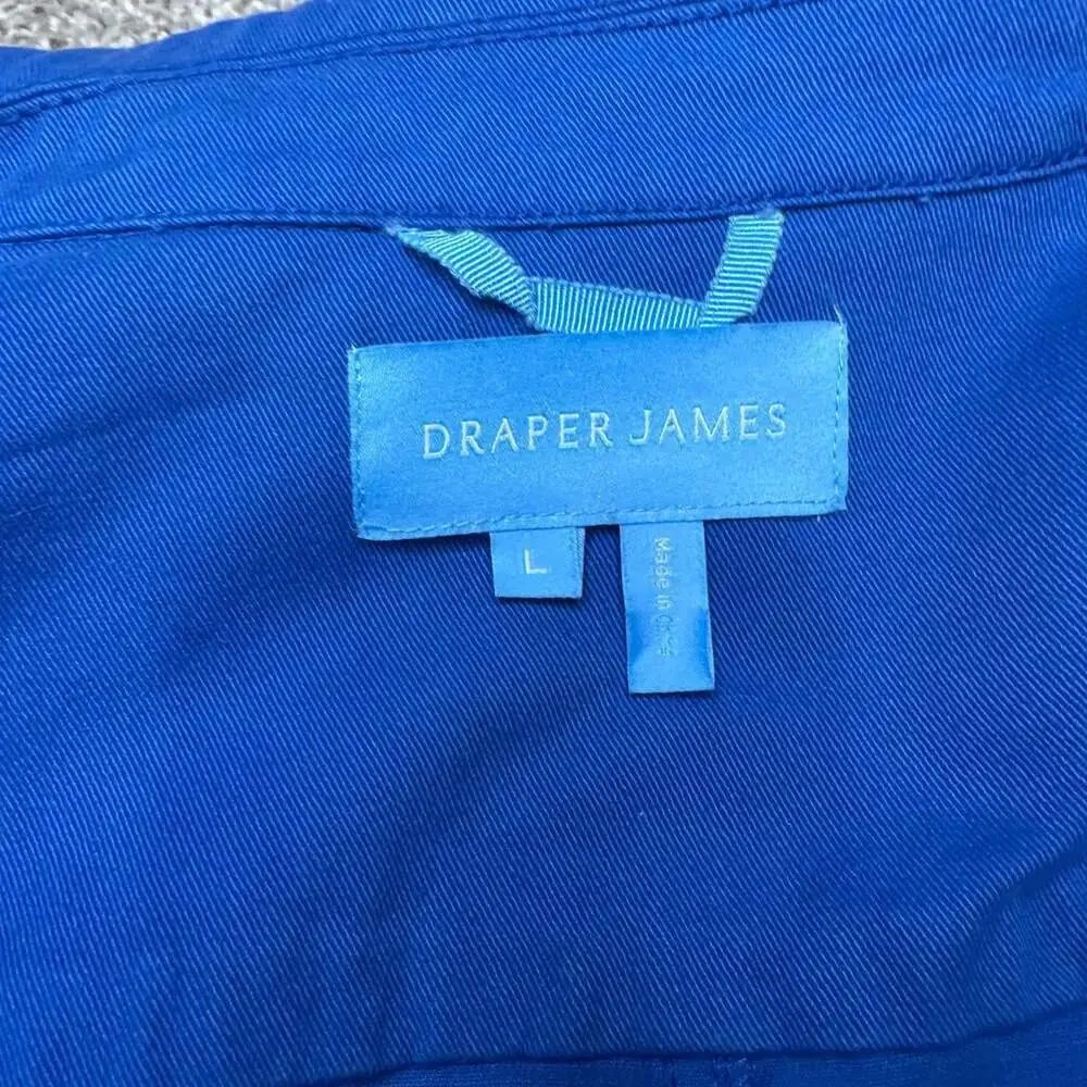 Draper James Belted 100% Cotton Twill Jacket in French Blue, Sz L - Picture 10 of 11